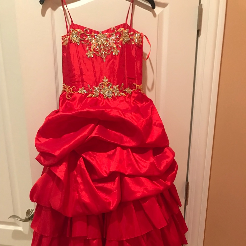 Red silk dress